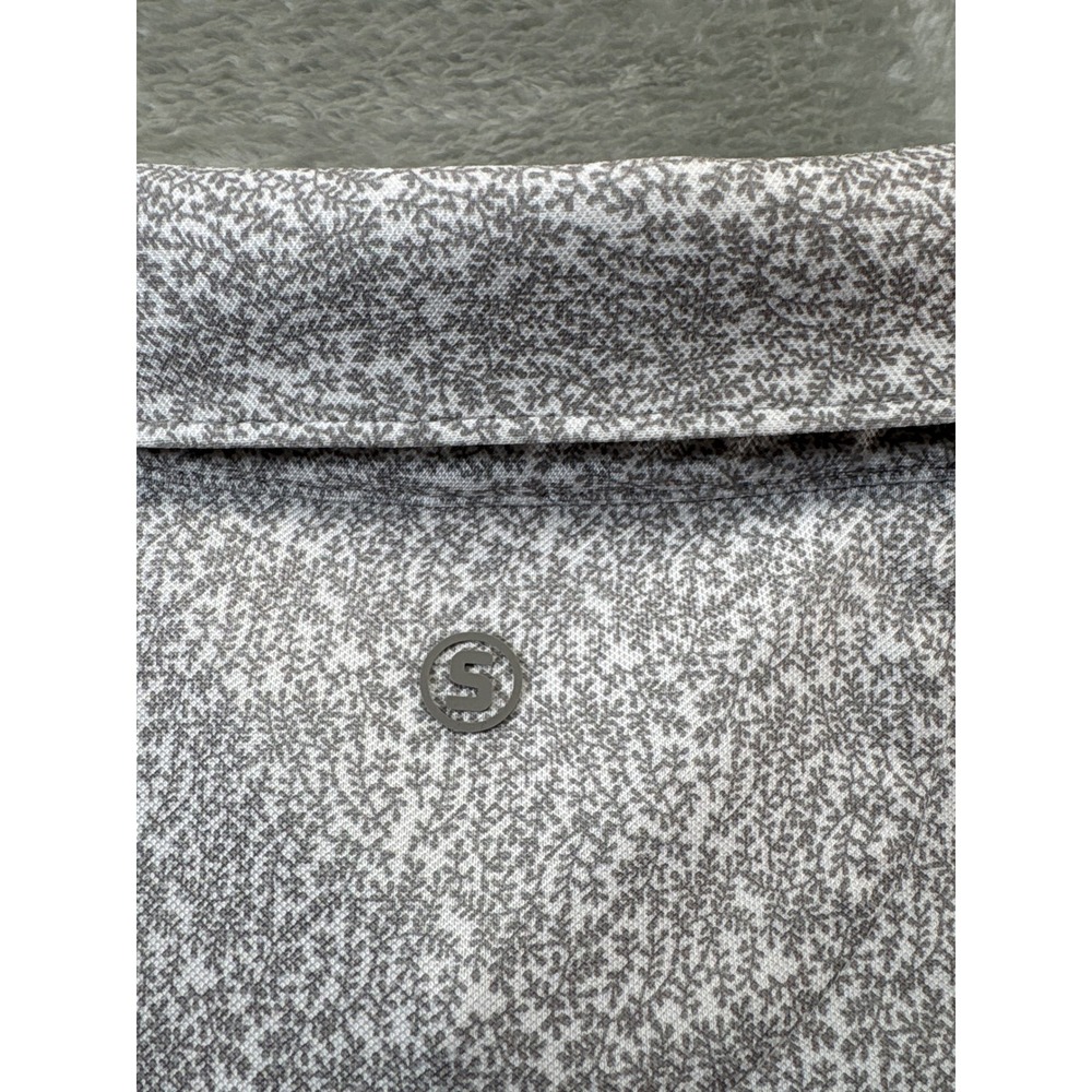 Stitch Golf Polo Shirt Mens XL Gray Floral Print Performance Stretch - Picture 7 of 10